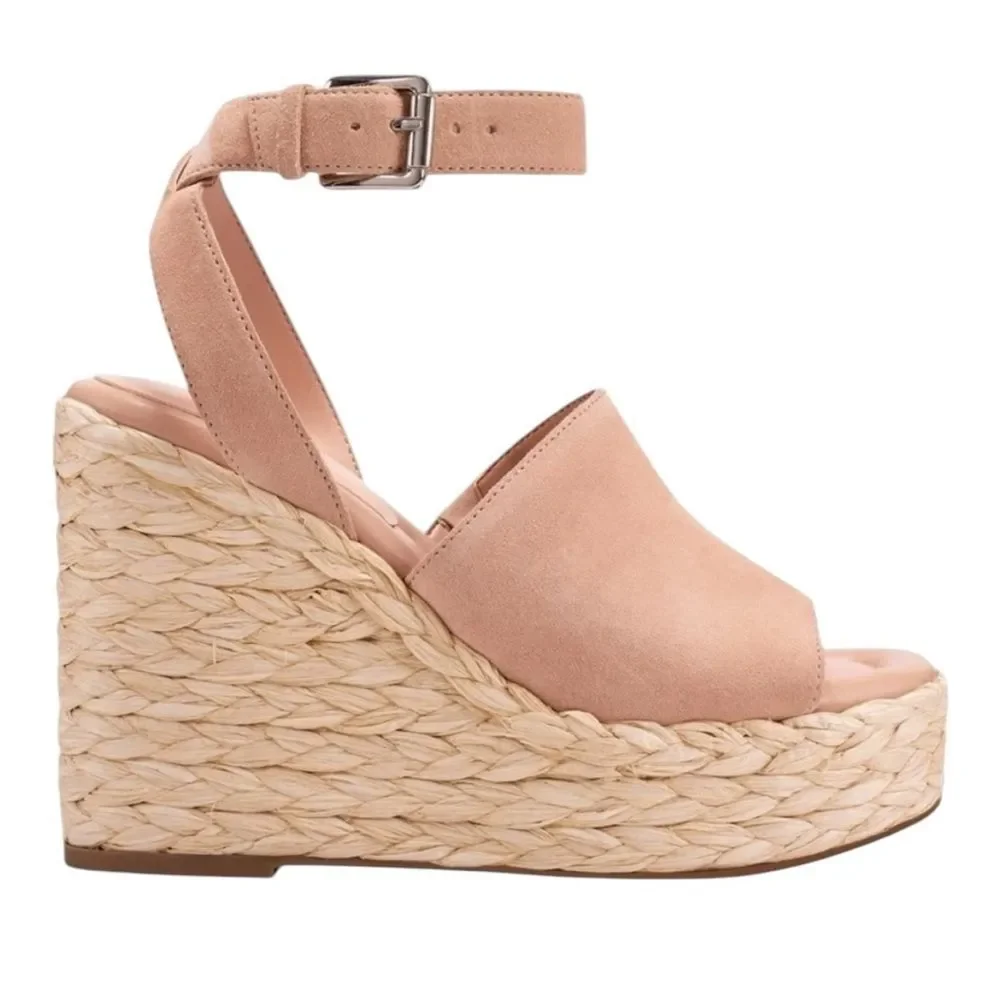 NWT MARC FISHER LTD NELLY ANKLE STRAP WEDGE SANDALS SUMMER CASUAL WOMENS SIZE 10